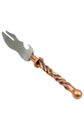Нож-вилка с кованной ручкой для снятия мяса с шампура