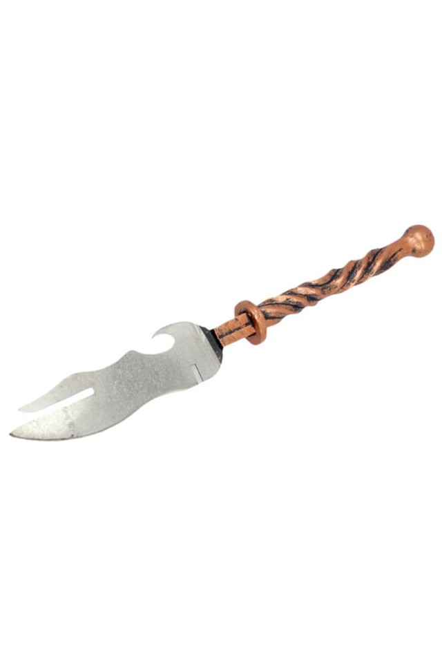 Нож-вилка с кованной ручкой для снятия мяса с шампура